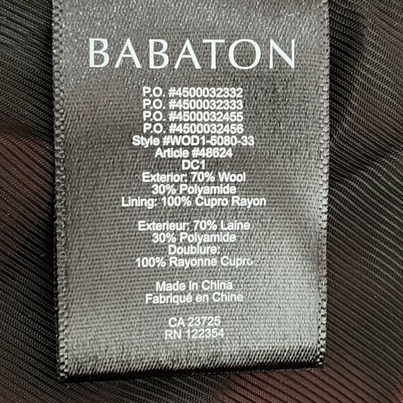 Babaton Gray Tweed 70% Wool Blend Double Breasted Howell Peacoat Preppy - Picture 10 of 10